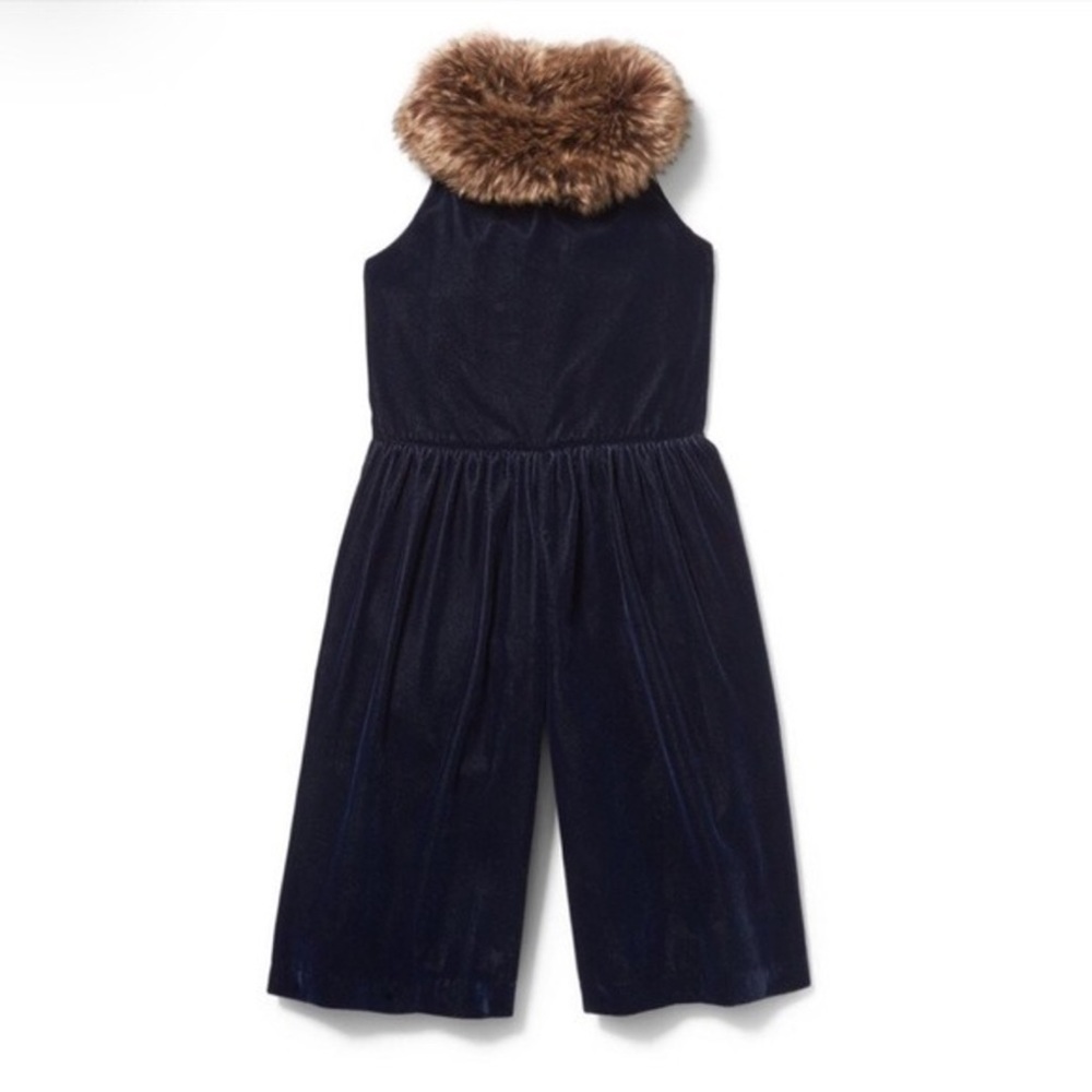 Janie and Jack able Velvet Jumper with Fur Collar